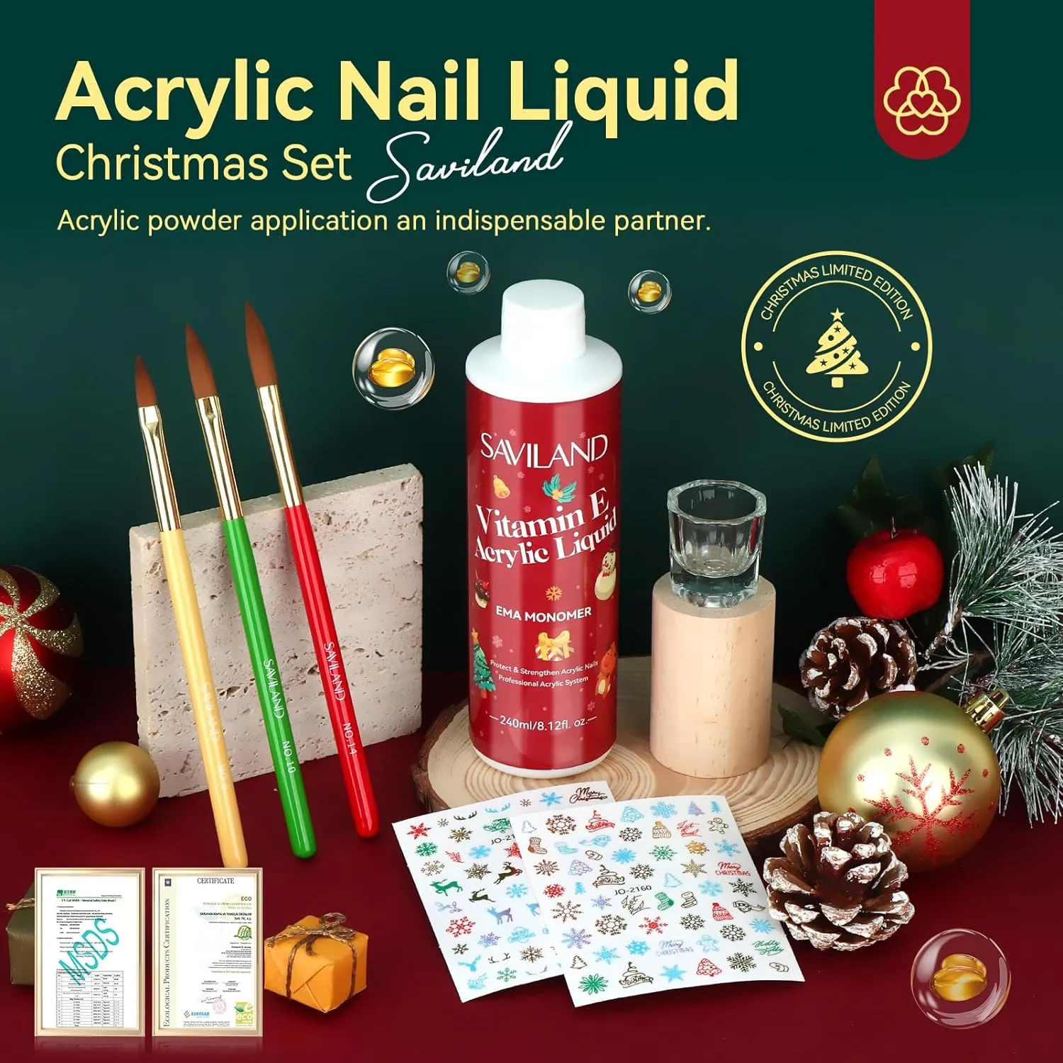 40ml acrylic Liquid Monomer with 3 pcs Acrylic Brushes