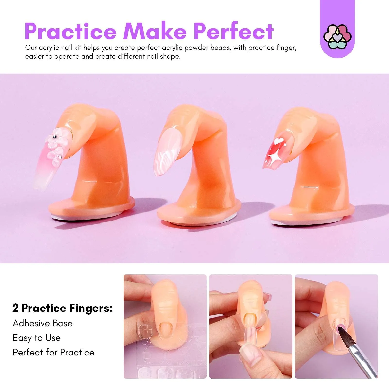 Acrylic Nail Kit with Drill - 3 Colors Acrylic Powder