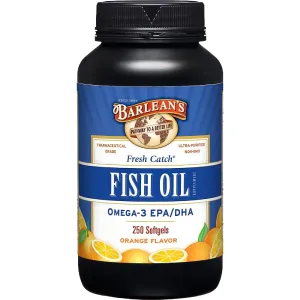 Barlean's Omega 3 Fish Oil Supplements, 1000mg Fish Oil Pills with EPA & DHA, Softgels for Joint, Brain, & Heart Health, Orange Flavored, 250 Count