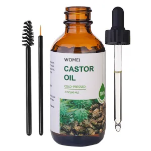 Castor Oil Organic Cold Pressed Unrefined(2oz),100% Pure Natural Jamaican Black Castor Oil for Hair Growth, eyelashes and eyebrows,Skin Moisturizer & Hair Treatment Starter Kit