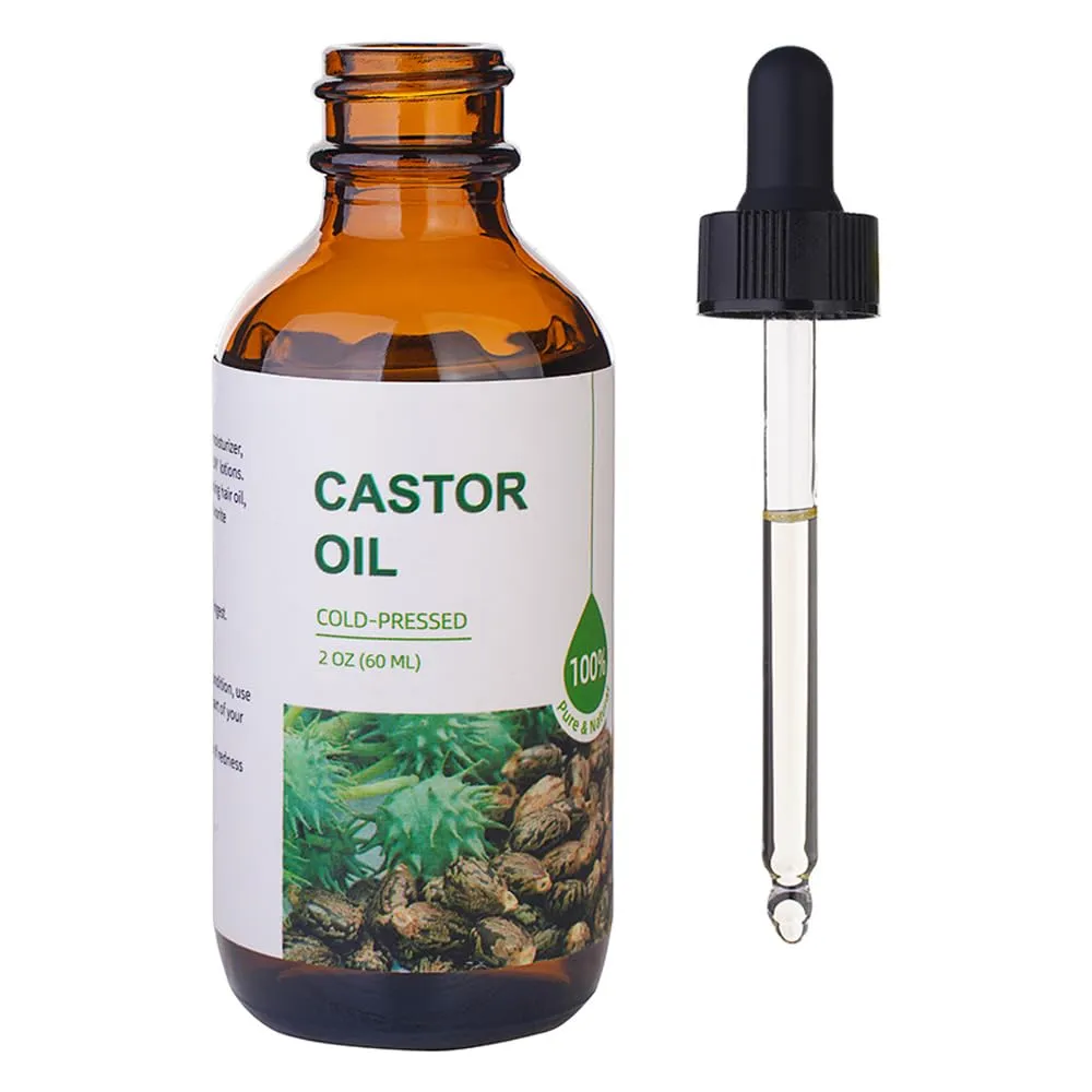Castor Oil Organic Cold Pressed Unrefined(2oz),100% Pure Natural Jamaican Black Castor Oil for Hair Growth, eyelashes and eyebrows,Skin Moisturizer & Hair Treatment Starter Kit