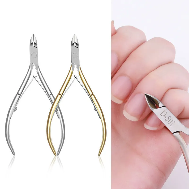 Nail Art Cuticle Nipper Exfoliating Barbed Fingernail Clipper Scissors Gold Silver Stainless Steel Manicure Implement