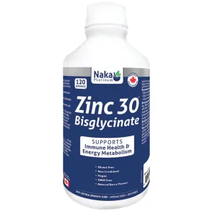 Naka Platinum Zinc 30 Bisglycinate, Supports Immune, Skin and Tissue Health, 600ml