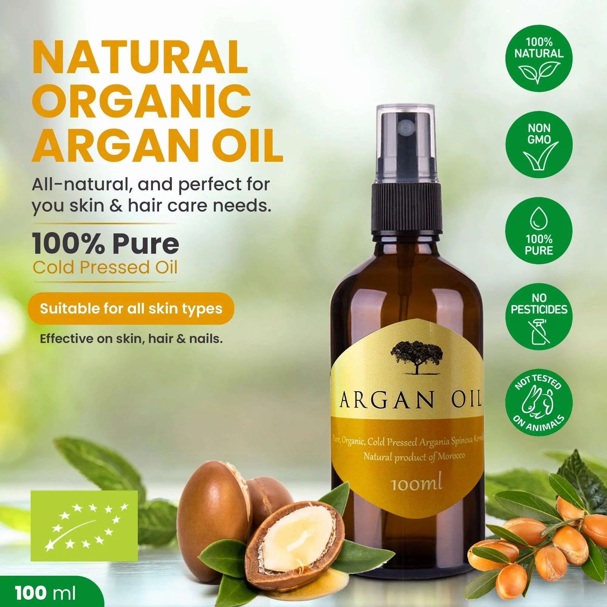 Organic Pure Argan Oil With Pump